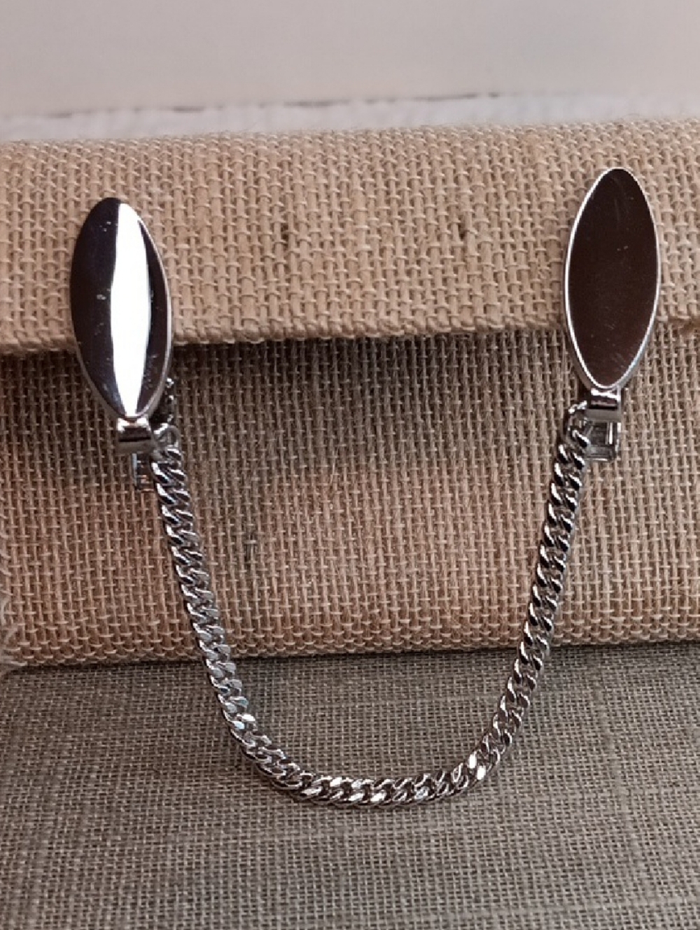 Anson Silver Tone Chain Sweater Guard Clip Vintage